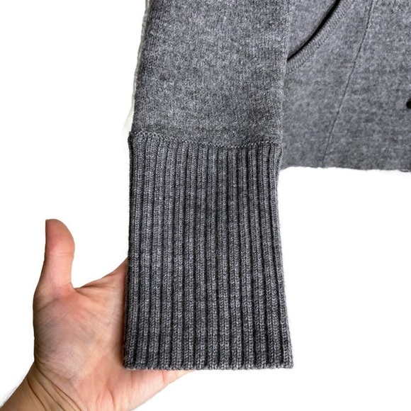 LOFT Gray 100% Wool Military Style Sweater Jacket - Picture 6 of 13